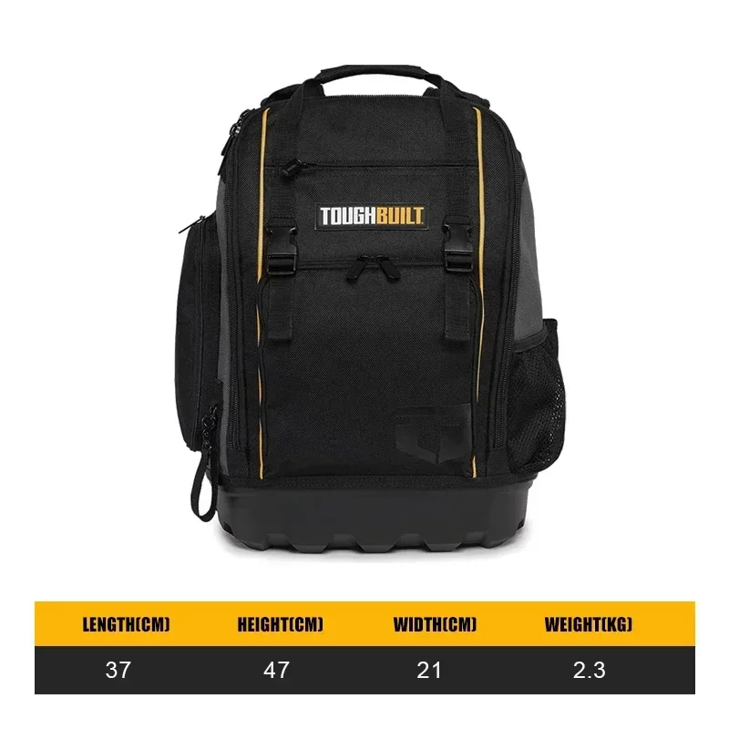 Imagem -02 - Toughbuilt Tb66c Ferramenta de Fundo Duro Mochila Resistente ao Desgaste à Prova Impermeável Água Eletricista Manutenção Organizador Mochila Resistente Bolsa Construído