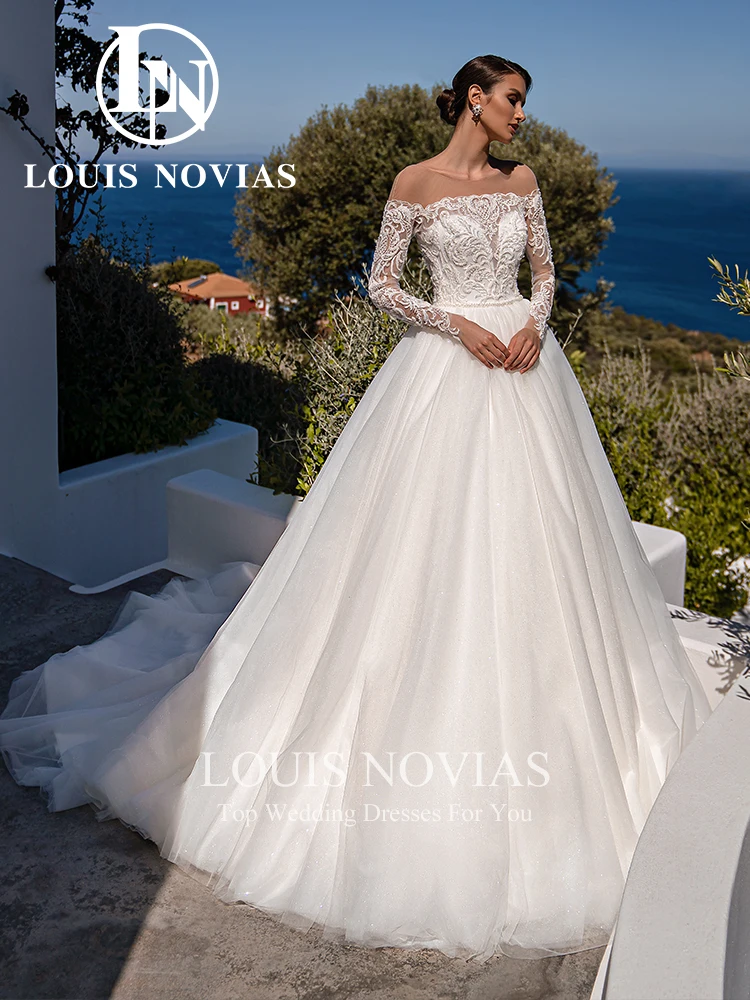 LOUIS NOVIAS Satin Wedding Dresses For Women With Jacket 2024 Strapless Wedding Gown Embroidery Chapel Train Vestidos De Novia