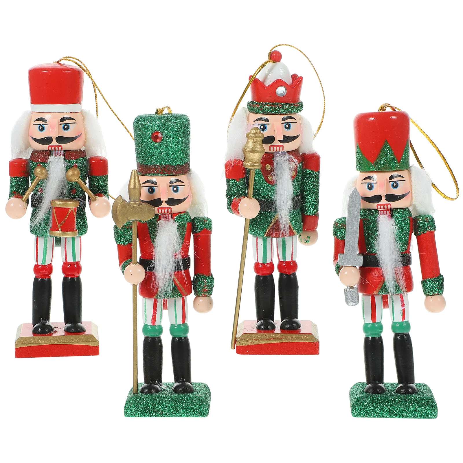 

4Pcs Holiday Nutcrackers Wooden Christmas Decor Supplies for Indoor Outdoor Celebration Holiday Nutcrackers