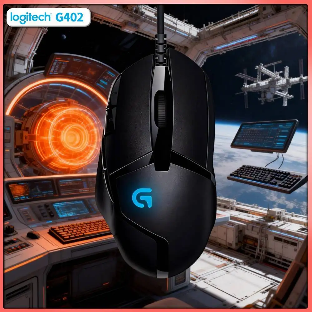 Logitech G402 Gaming Mouse Fusion Engine Tech 20M Clicks Durability Anti-Slip Design for Laptop Play