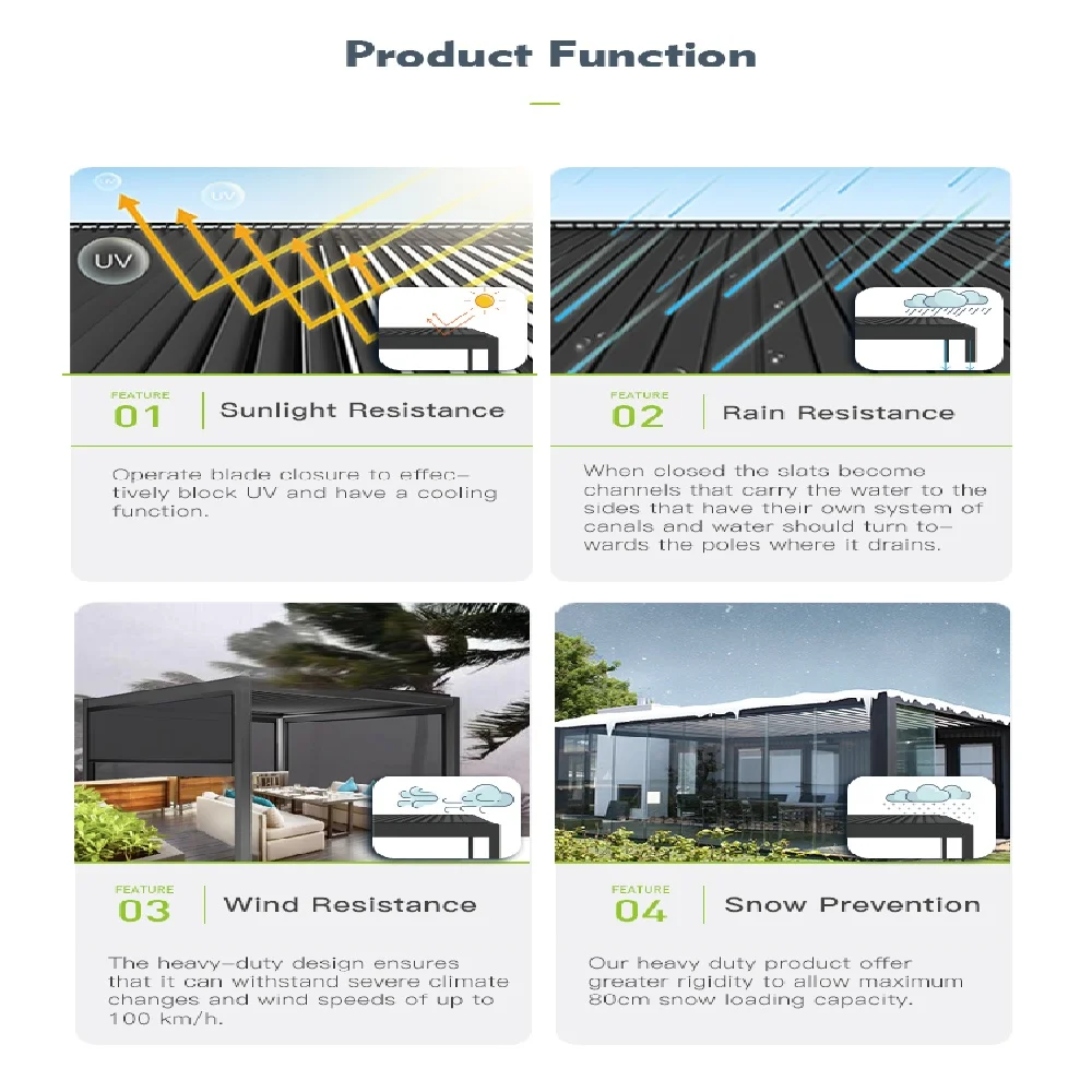 Outdoor Aluminum Pergola Gazebo with Sliding Glass Walls and Integrated LED System – Designed for Balcony or Backyard Retreats