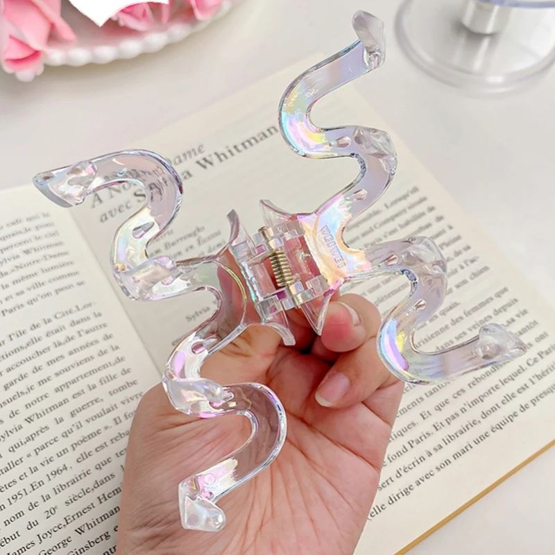 Dreamy Transparent and Colorful hair clip Korean style simple large back of the head shark clip girl Fashion hair accessories