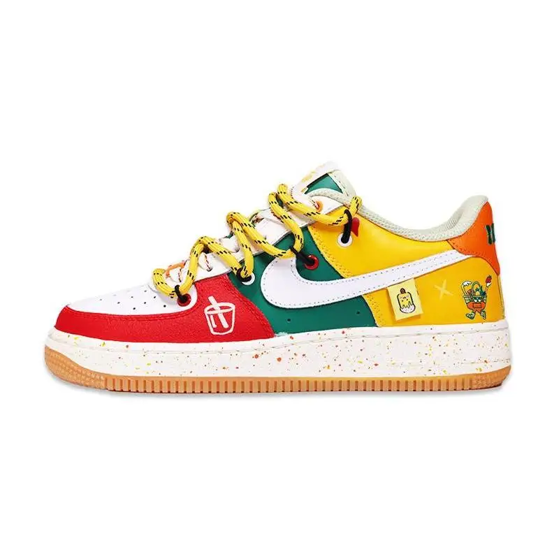 

[Custom Women's juice convenience store]Nike Air Force 1 Fruit Juice Skateboard Shoes GS Red Yellow Green