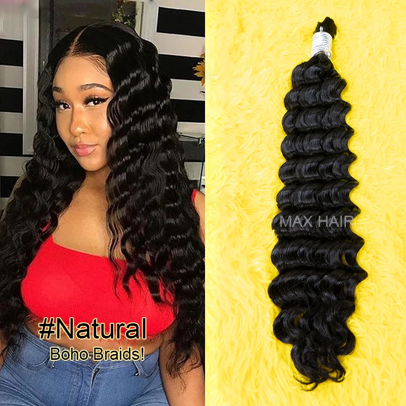 Bulk Human Hair For Braiding Vietnam Deep Wave Hair 18-30 Inches No Wefts Different Color Hair Extension For Women 100g/pcs