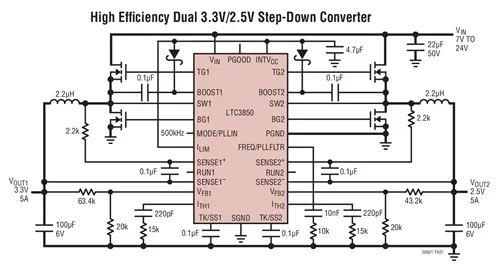 LTC3850 LTC3850EUF LTC3850IUF LTC3850EUFD LTC3850IUFD -Dual, 2-Phase Synchronous Step-Down Switching Controller