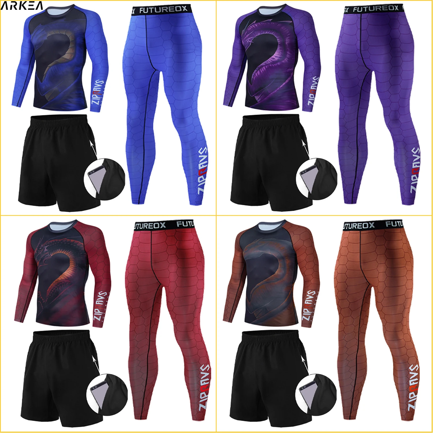 

Men's Running Set camiseta compresión hombre Gym Legging Underwear Compression Fitness Male Quick Dry Tights Track Suit