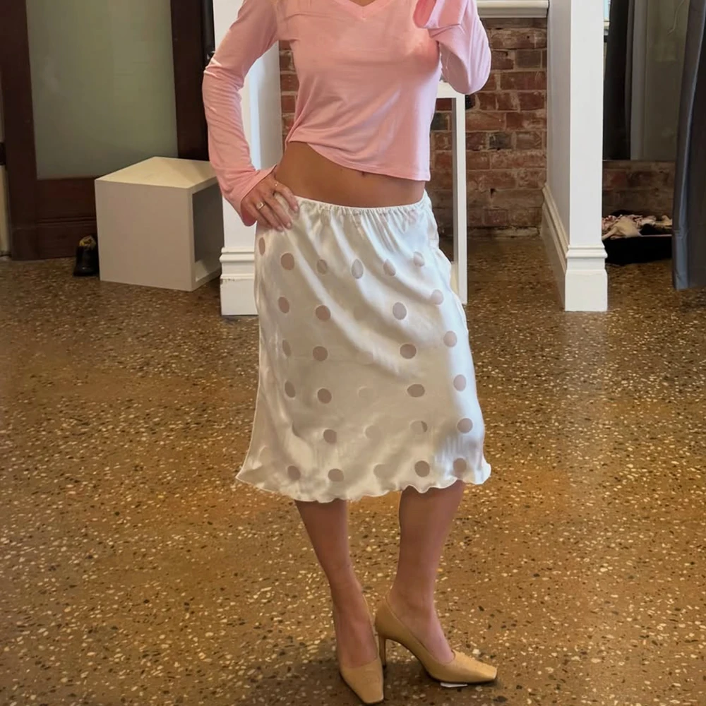 

Tuularose Elegant Polka Dot Maxi Skirts Women’s Fashion High-Waisted Contrast Bodycon Skirts Luxurious Summer Casual Women Skirt