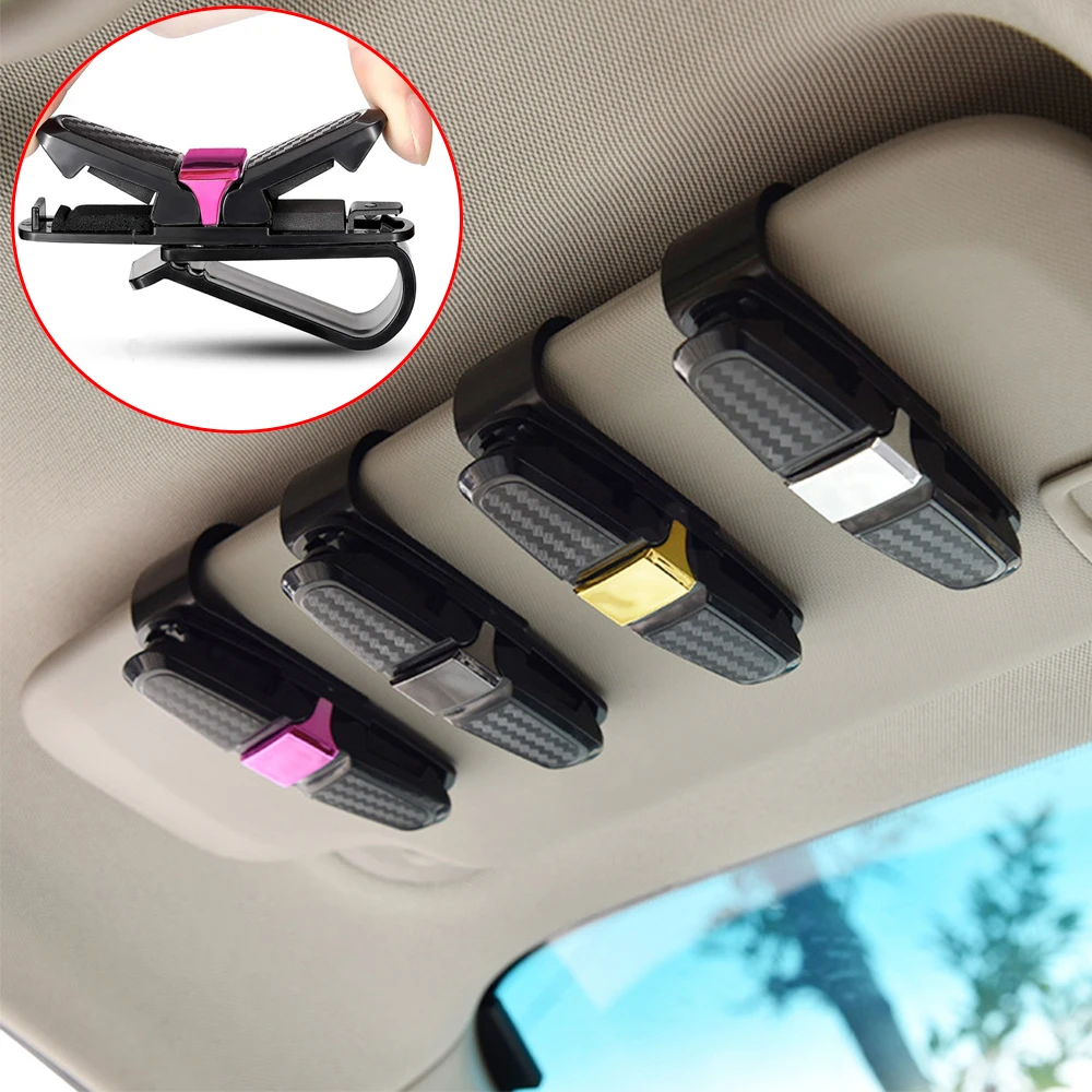 

Car Glasses Case Creative Auto Sun Visor Glasses Holder Clip Card Ticket Holder Pen Case Clip Box Universal Accessories