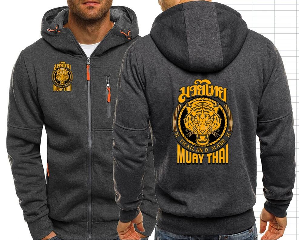 MMA Muay Thai Tiger Hooded Zip Coat Sweatshirt Thailand Ultimate Fighting Martial Zip-up Hoodies Ufcs Jacket Hooded Streetwear