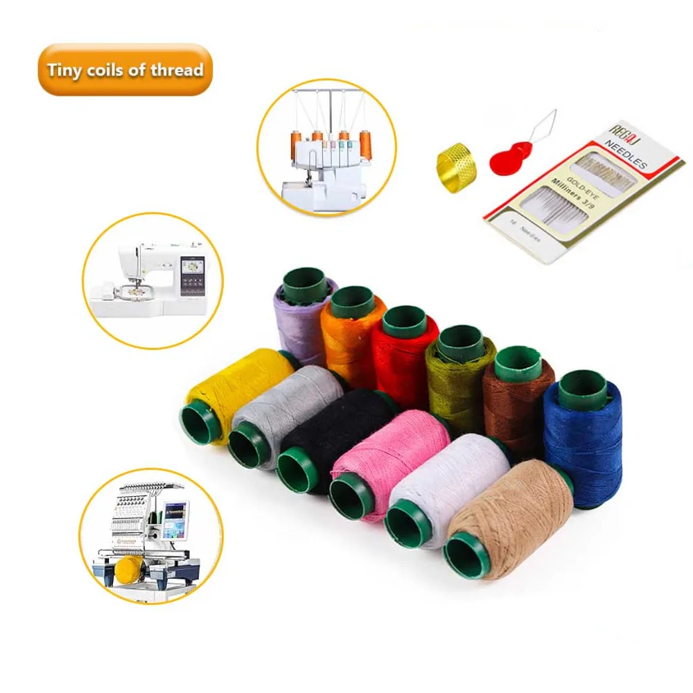 12-Farben-Nähgarn-Set, Nadel- und Polyestergarn-Kleines Set, mit Nadeleinfädler für Hand- und Maschinennähen, DIY und Haushalt