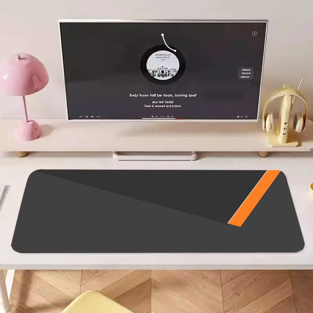Dark Grey Orange Diagonal Strip Minimalist Geometry playmat games laptop game card pad large size bedroom learning table mat