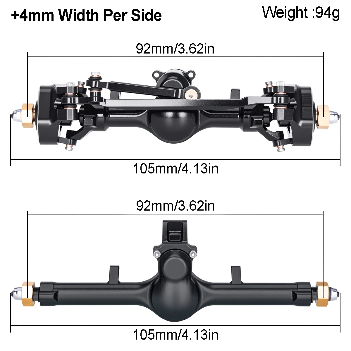 +4mm Aluminum Planetary Axles w/ CVD & Brass Knuckle for SCX24 – CNC Machined 1/24 Crawler Upgrade Kit