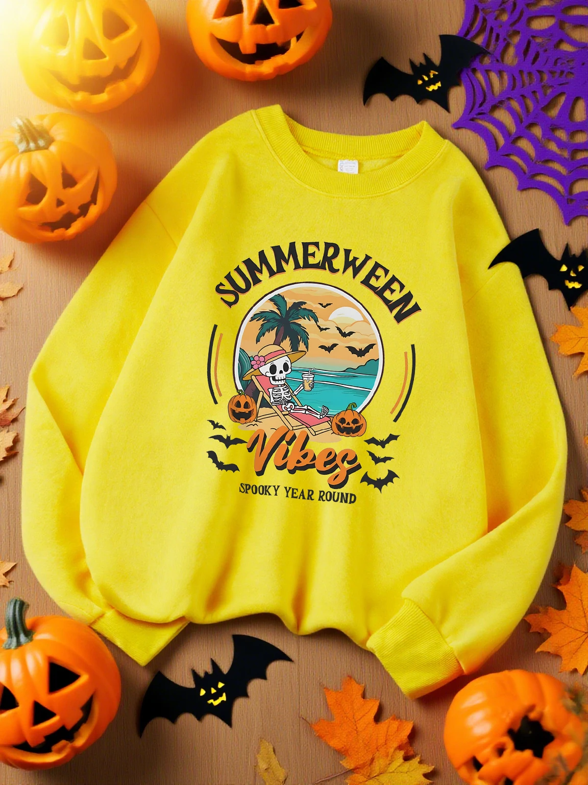 เสื้อสเวตเชิ้ตพิมพ์ลายสุดหลอนสำหรับฤดูร้อนและทุกฤดู เสื้อสตรีทสไตล์ลำลอง เข้าได้กับทุกชุด เสื้อผ้าลำลองสำหรับฤดูใบไม้ร่วง เสื้อสเวตเชิ้ตแฟชั่นเนื้อนุ่ม