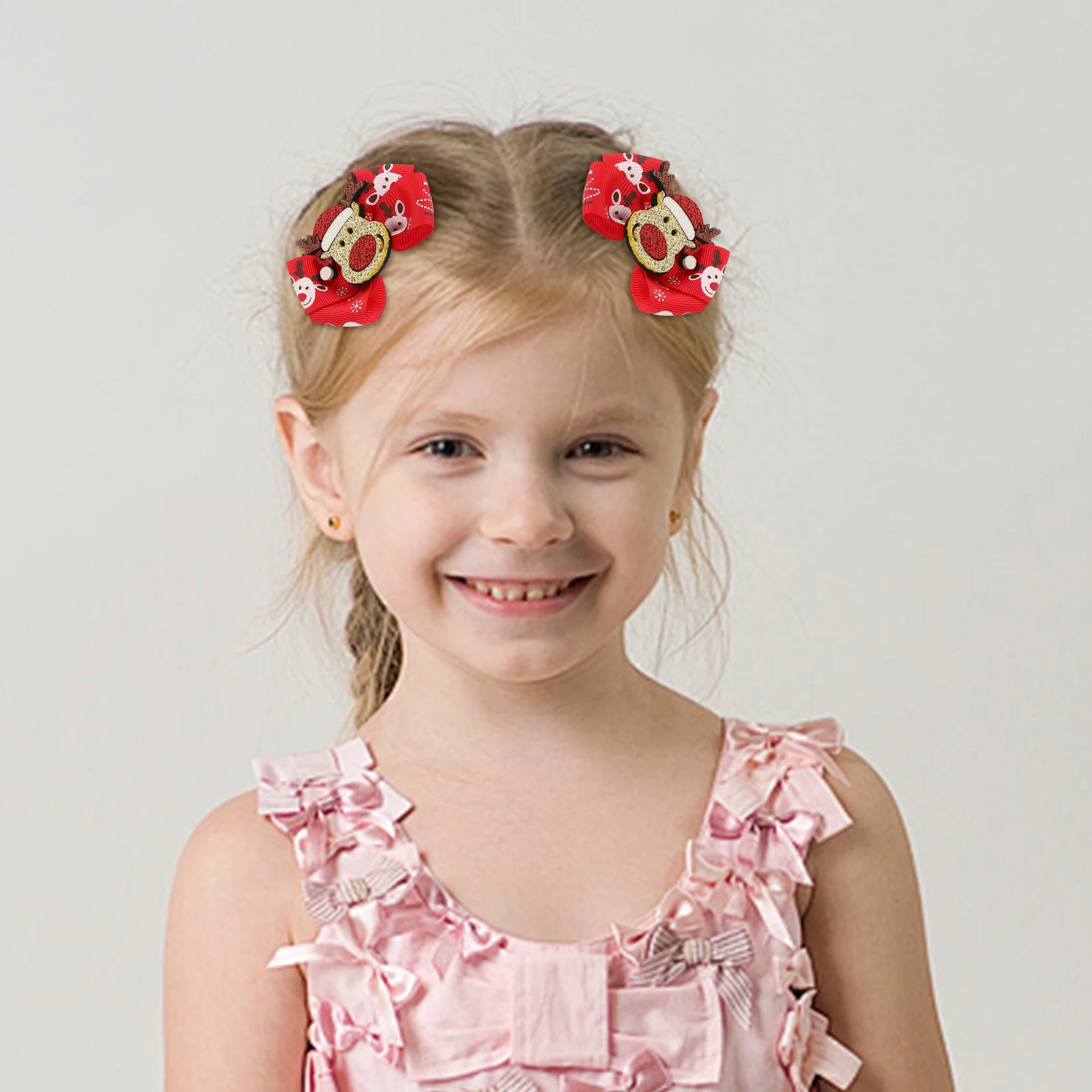 

8 Pcs 's Hairpin Christmas Clips Glitter Powder Polyester Rib Accessories