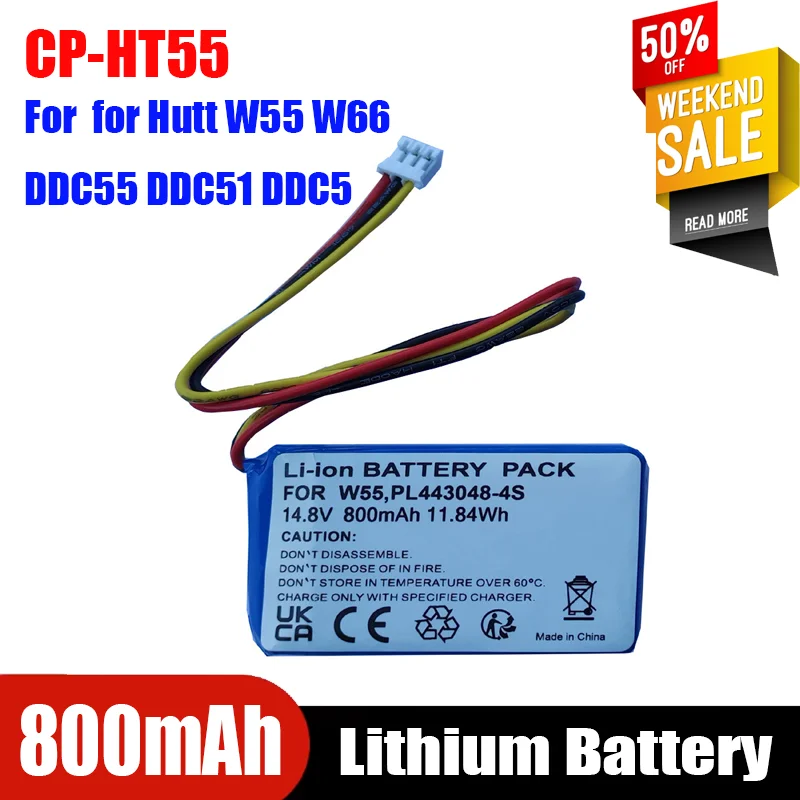 

14.8V 800mAh CP-HT55 Battery for Hutt W55 W66 DDC55 DDC51 DDC5 Glass Cleaning Robot Compatible PL443048-4S Batteries
