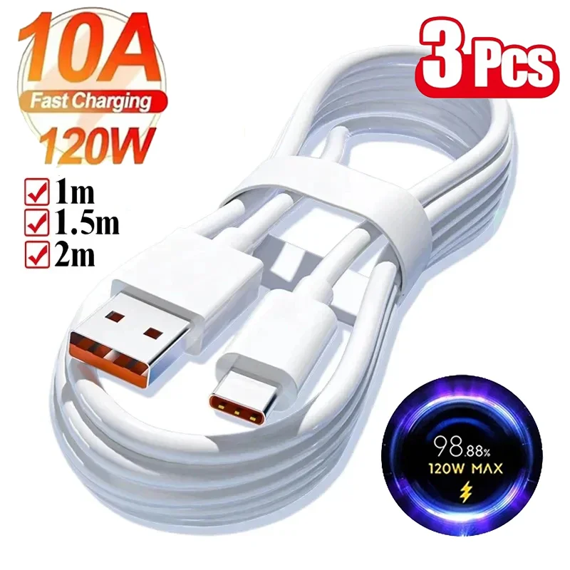 120W 10A Kabel Superschnelles Laden 1/2/3 Stück USB-auf-Typ-C-Kabel für Android Hochgeschwindigkeits-Datenübertragung für Xiaomi 17 Kabel 1/1,5/2M
