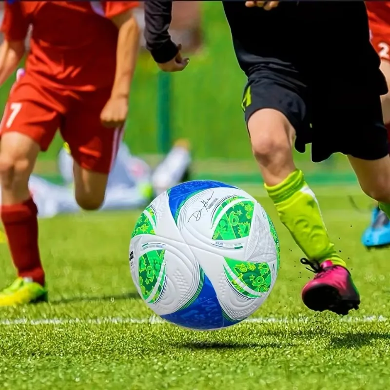 Bola Sepak Berkualitas Tinggi Ukuran Resmi 5 Bahan PU Tanpa Jahitan untuk Pertandingan Luar Ruangan Tim Sepak Bola Latihan Ballon De Foot