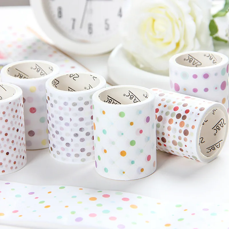 6 rolls 50mm*200cm Dot shape series Morandi stickers Scrapbooking Material handmade Diary Album Junk Journal Supplies