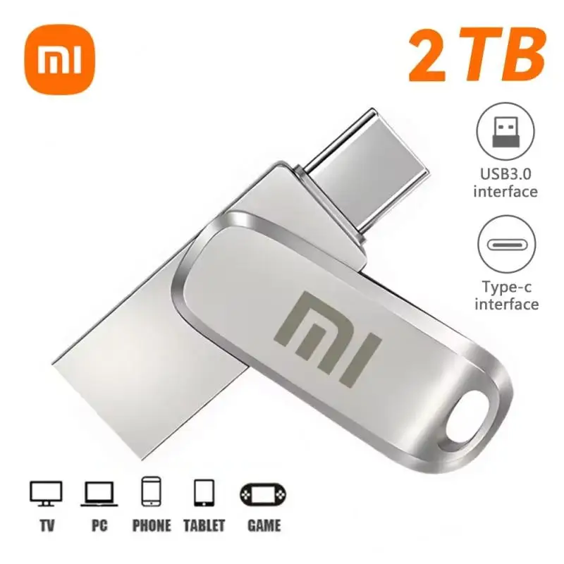 Xiaomi 2TB USB 3.2 Flash Drives High Speed Transfer Metal Pendrive Type-C Interface USB Memory Waterproof Flash Stick Smart Home