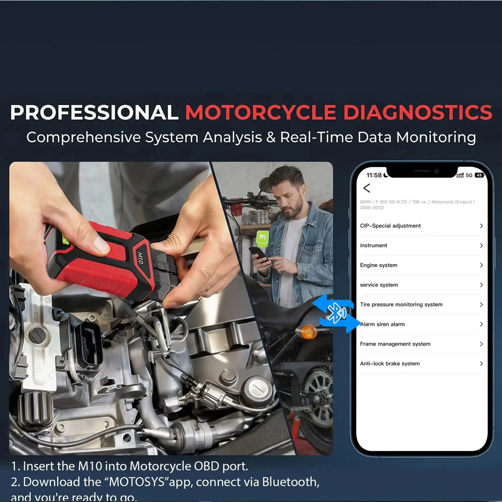 JDiag M10 Diagnose-Scanner für BMW/Harley/KTM/DUCATI Motorräder Diagnosegerät Fehlercodelesegerät Schlüsselprogrammierung MOTO OBD2 Scanner – Detail 6