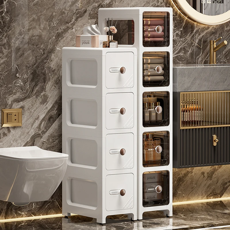 17 cm drawer-type slit storage cabinet, ultra-narrow slit cabinet for refrigerator, multi-layer storage rack for bathroom