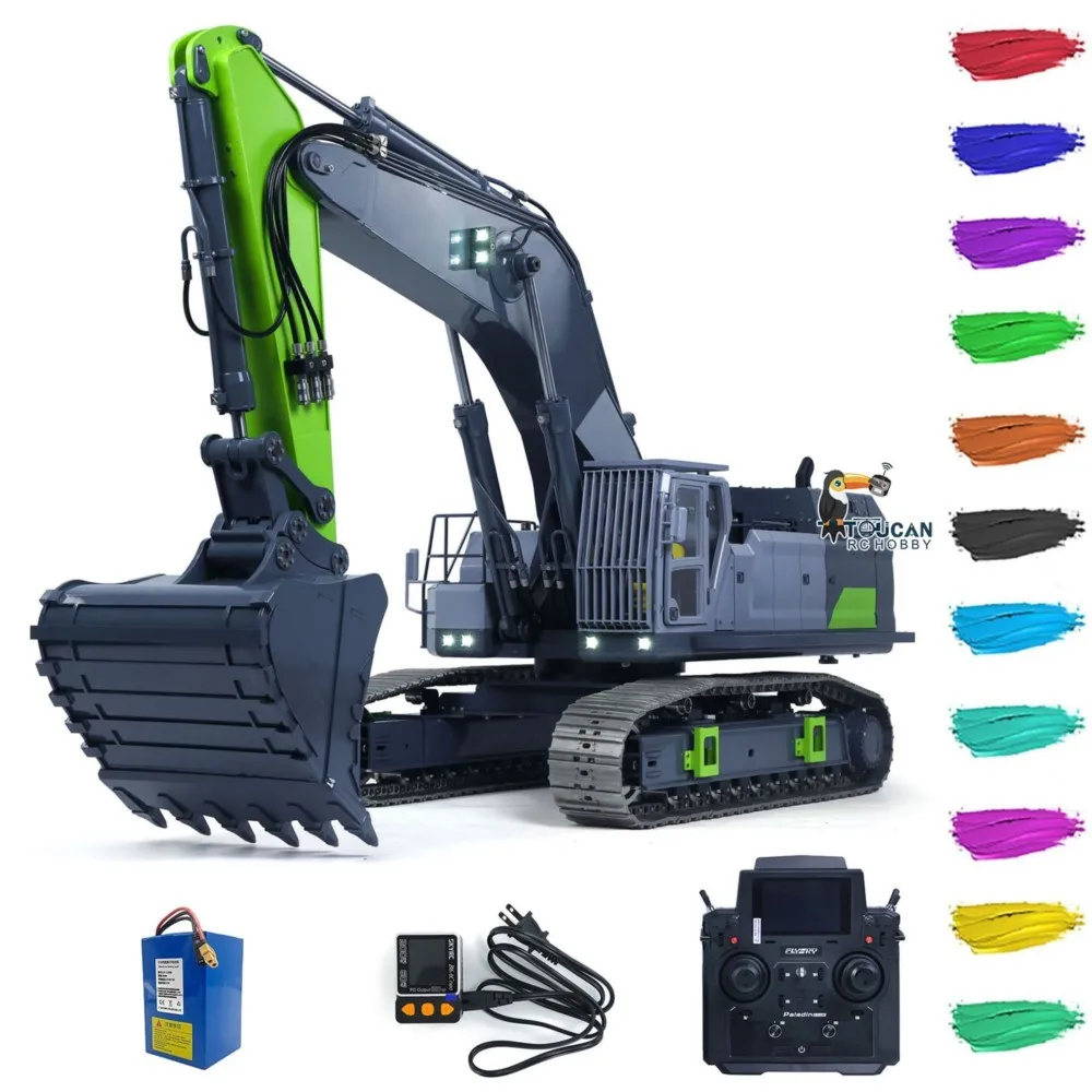 RTR 1:12 Remote Control Hydraulic Excavator 395F Heavy Duty Machine Metal 6CH Valves RC Digger Brushless Motor ESC Quick Coupler