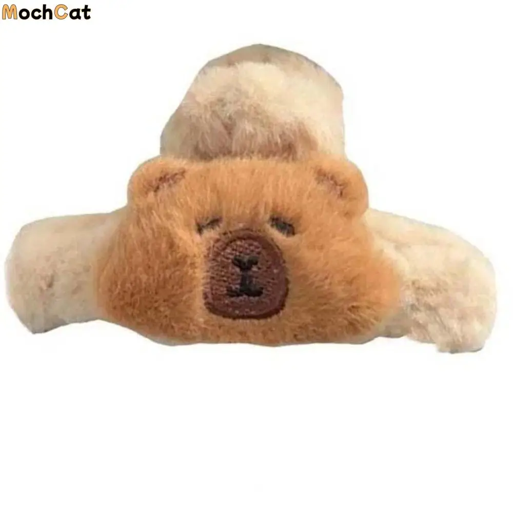 

Claw Clip Plush Capybara Shark Clip Turtle Elastic Capybara Hair Rope Soft Crooked Head Hair Loop School