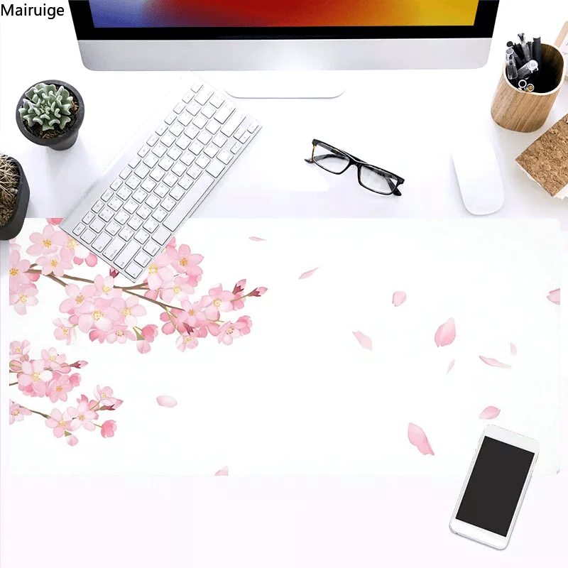Tapis de souris Sakura Scenery, grand tapis de souris de jeu en caoutchouc antidérapant, Durable, bord de couture épais, adapté au bureau et au jeu
