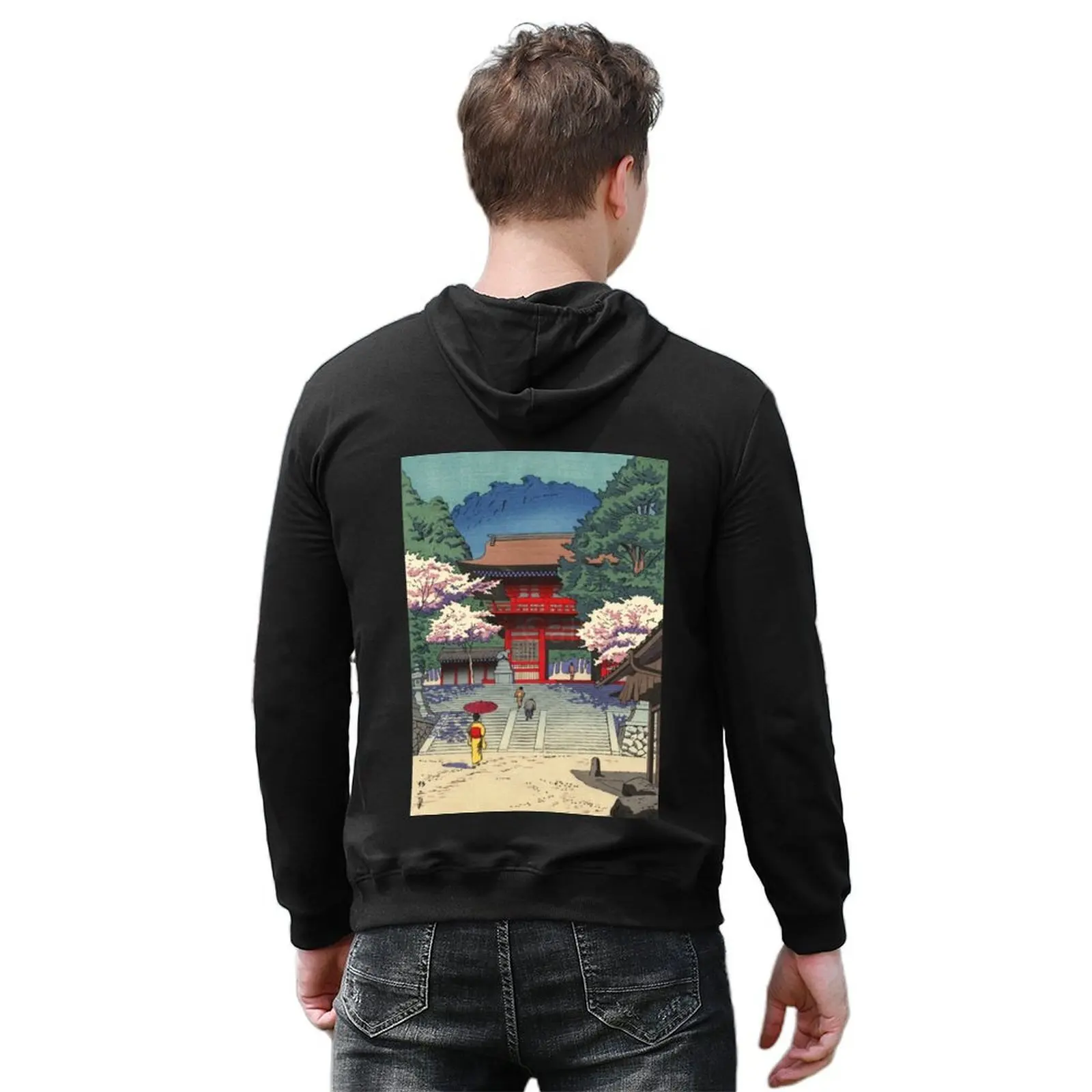 Spring at Kurama Temple Asano Takeji Shin Hanga Hoodie korean style clothes autumn graphic t shirts men hoodie streetwear