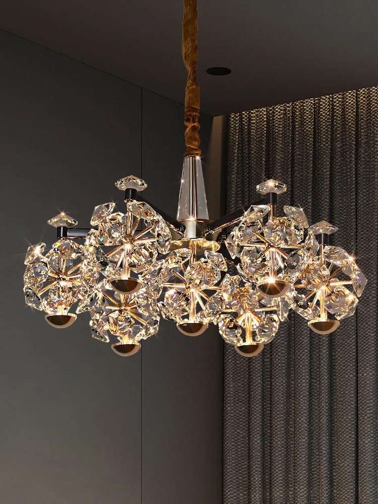 Diamond crystal flower villa, living room, dining room, chandelier building, bedroom, staircase