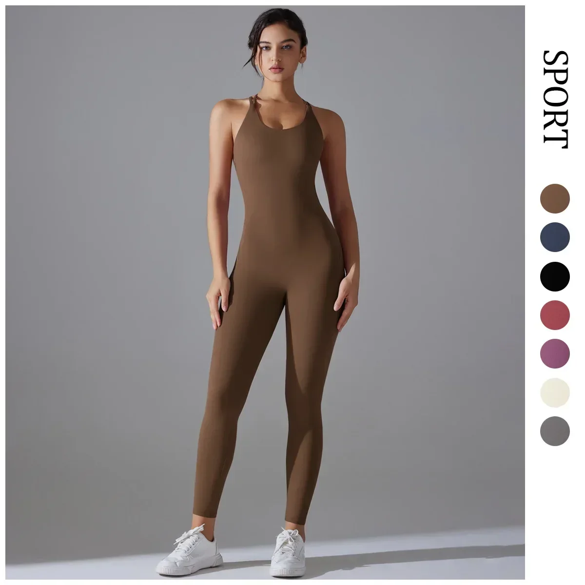 

Seamless Sling yoga jumpsuit peach Hip-lifting Skinny Backless running quick-drying sports jumpsuit Gym Tracksuits for Women