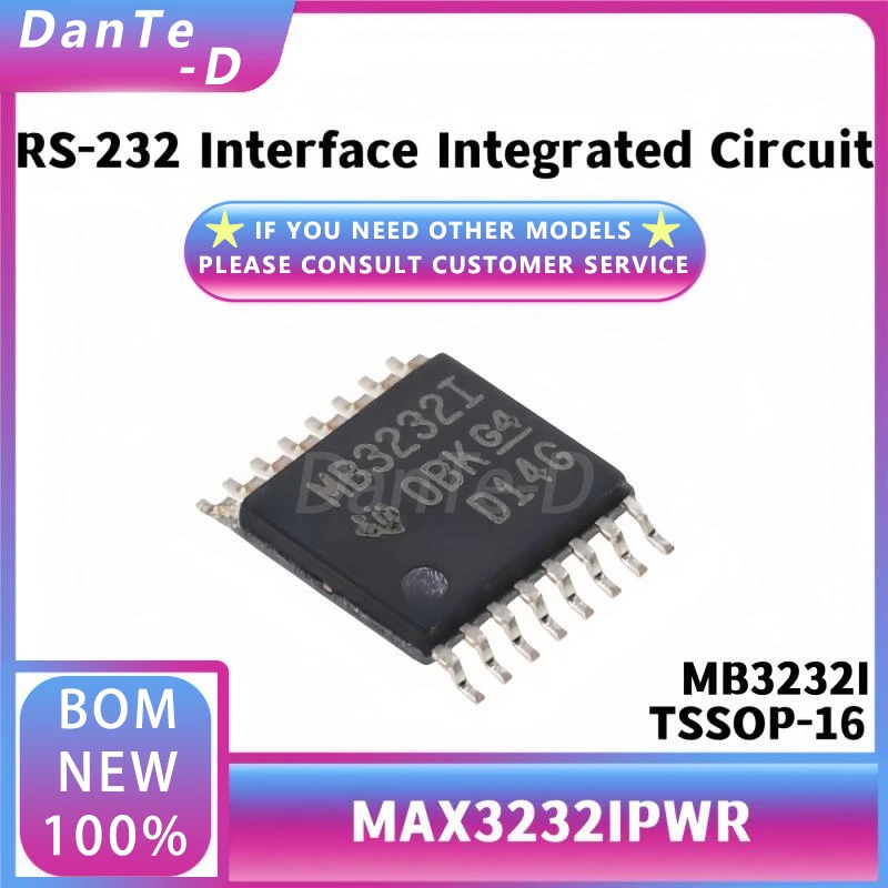 MAX3232IPWR TSSOP-16 Silkscreen MB3232I RS-232 Line Driver Receiver IC Chip Original Authentic