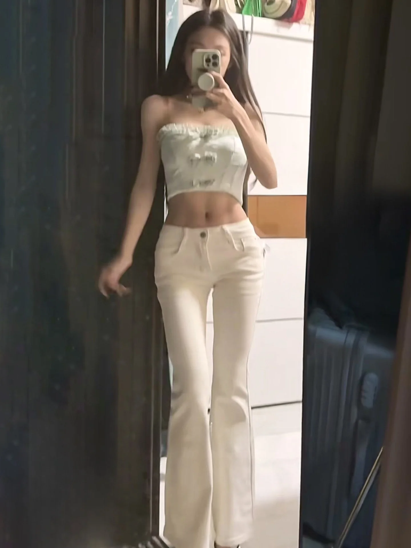 

Женские джинсы с низкой посадкой, расклешенные, облегающие, повседневные, для работы, весенние, новые, с эффектом утяжки живота, длинные брюки, корейский стиль, деним