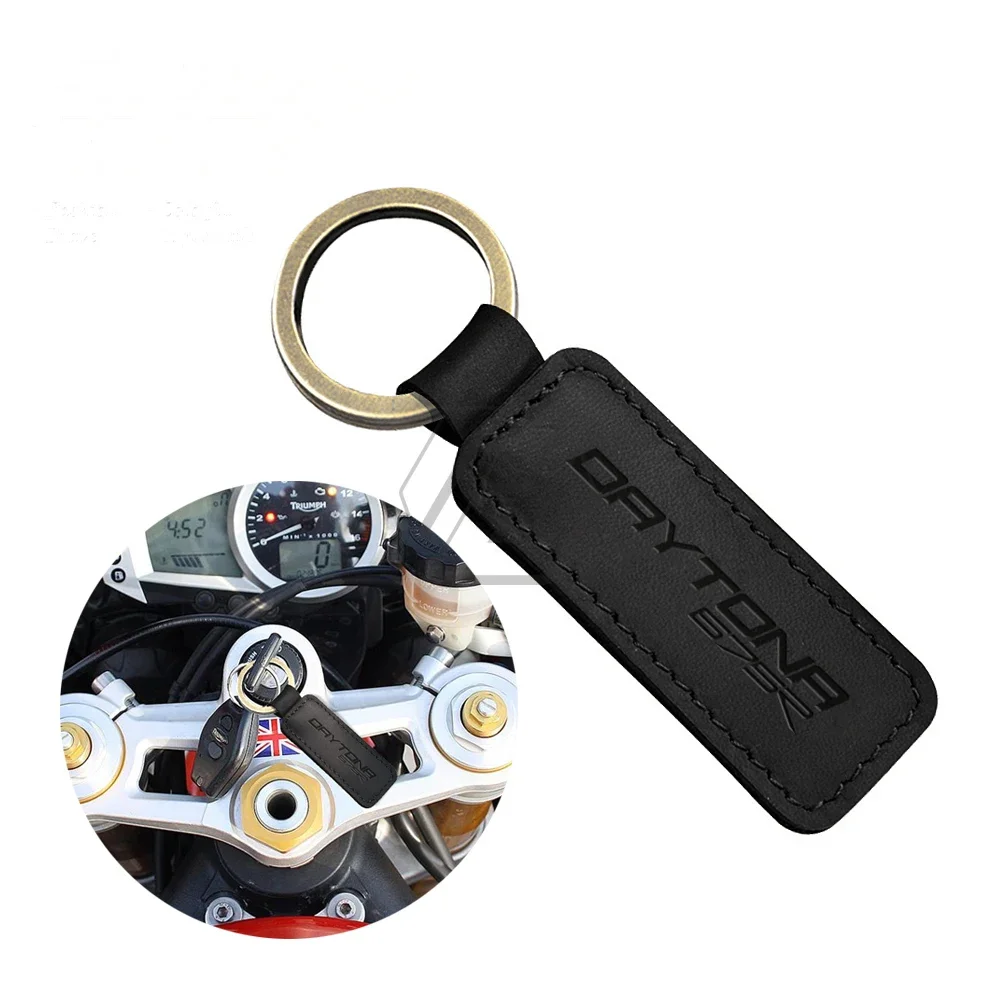 For Triumph Daytona 675 675R Keyring Motorcycle Cowhide Keychain Key Ring