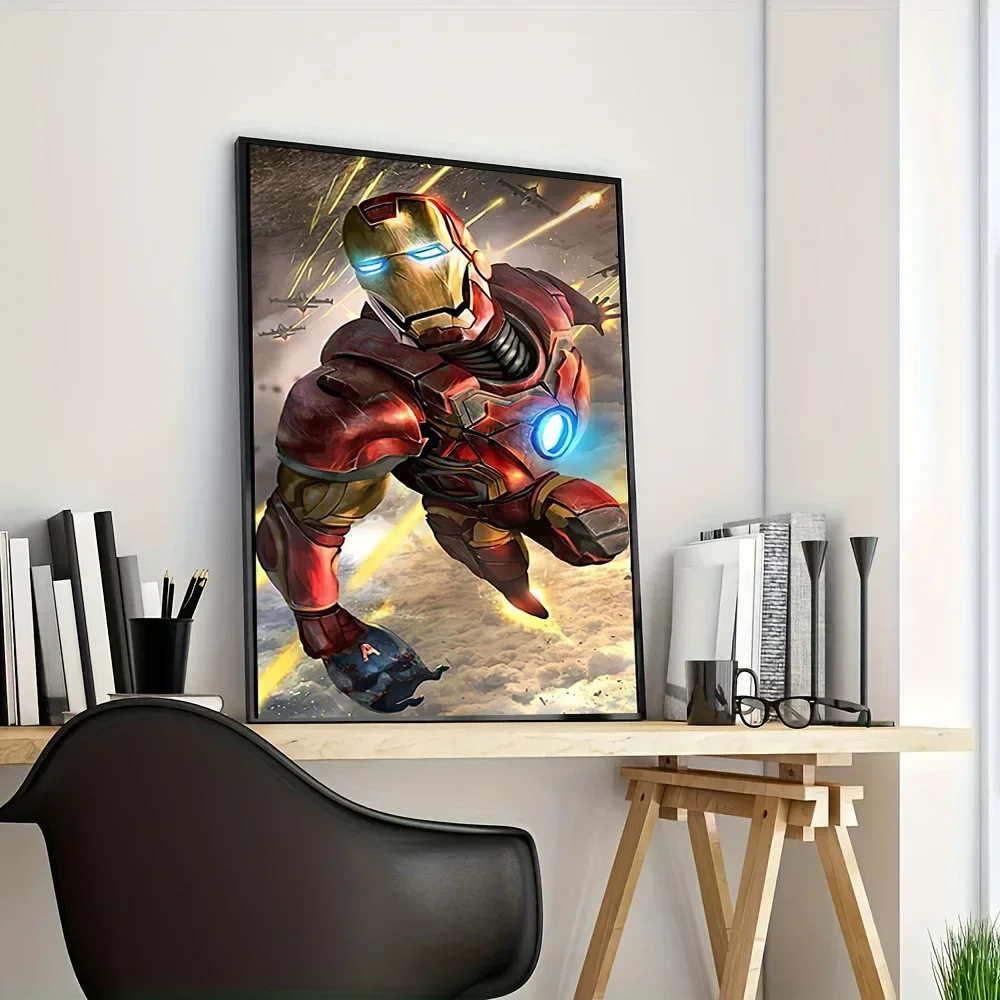 MINISO Marvel superhéroes vengadores Iron Man personajes hogar sala de estar cartel niños pared de habitación decoraciones murales lienzo impresiones de alta definición