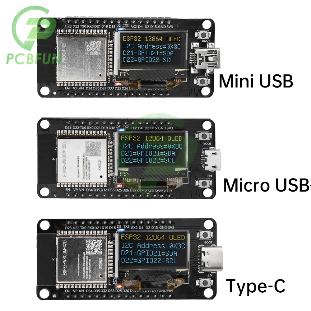 Imagem -02 - Placa de Desenvolvimento Wifi com Display Oled Módulo sem Fio Usb tipo c para Arduino Esp32 Esp-wroom32d Ch340 096