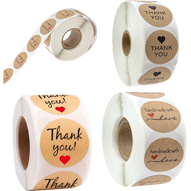 500 Stück/Rolle selbstklebende Papierversiegelungsetiketten für Halsketten DANKE Etiketten Tags Display Diy Armbandzubehör für Schmuckverpackungen