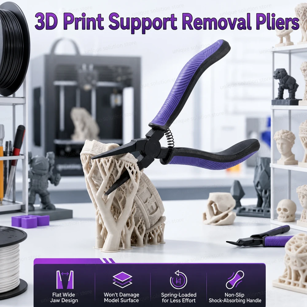 

3D Printing Support Removal Pliers Flat Nose Pry Tool FDM Resin Model Support Remover Precision Carbon Steel Clamp