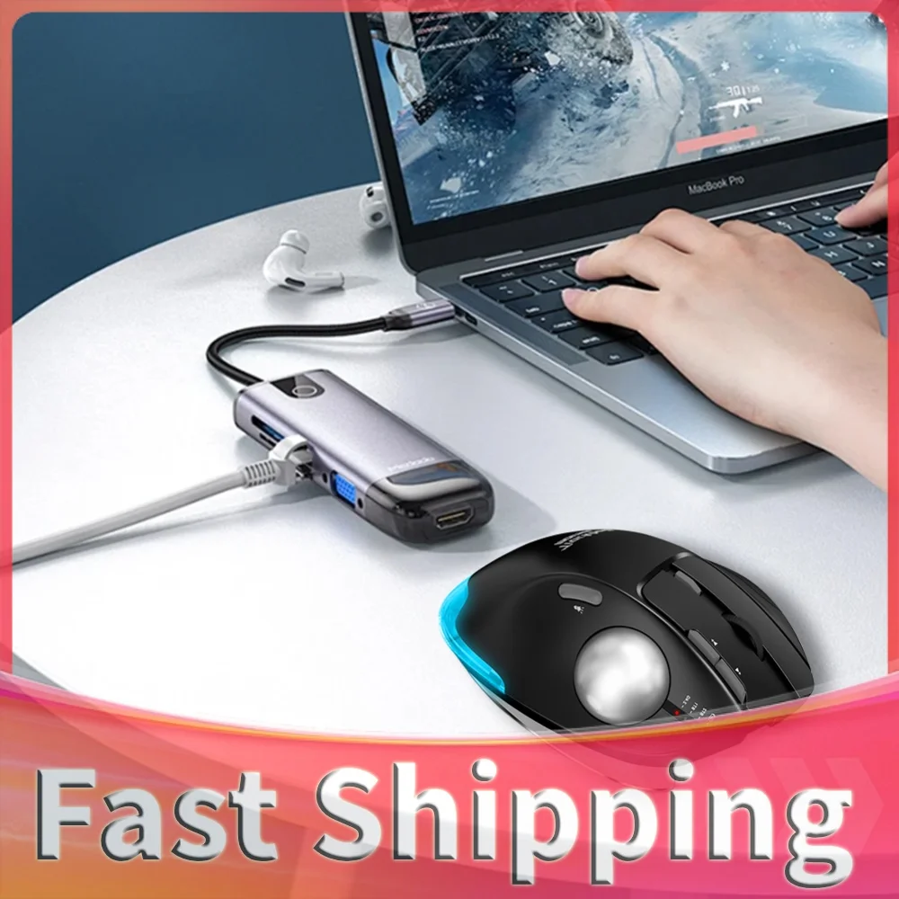 Wireless Mouse 2.4G Vertical Gaming Mouse 8 Buttons 4800DPI 5 Level DPI Adjustable for PC Computer Accessories