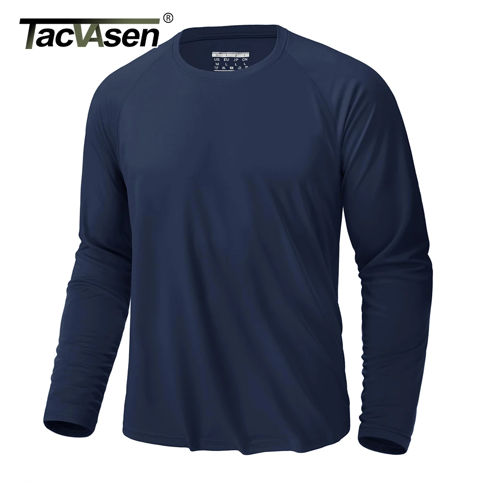 TACVASEN UV Shirt Men's O-Neck Long Sleeve UPF 50+ Sun Protection T-Shirt Quick Dry Sports Tee Hiking Fishing Outdoors Pullovers