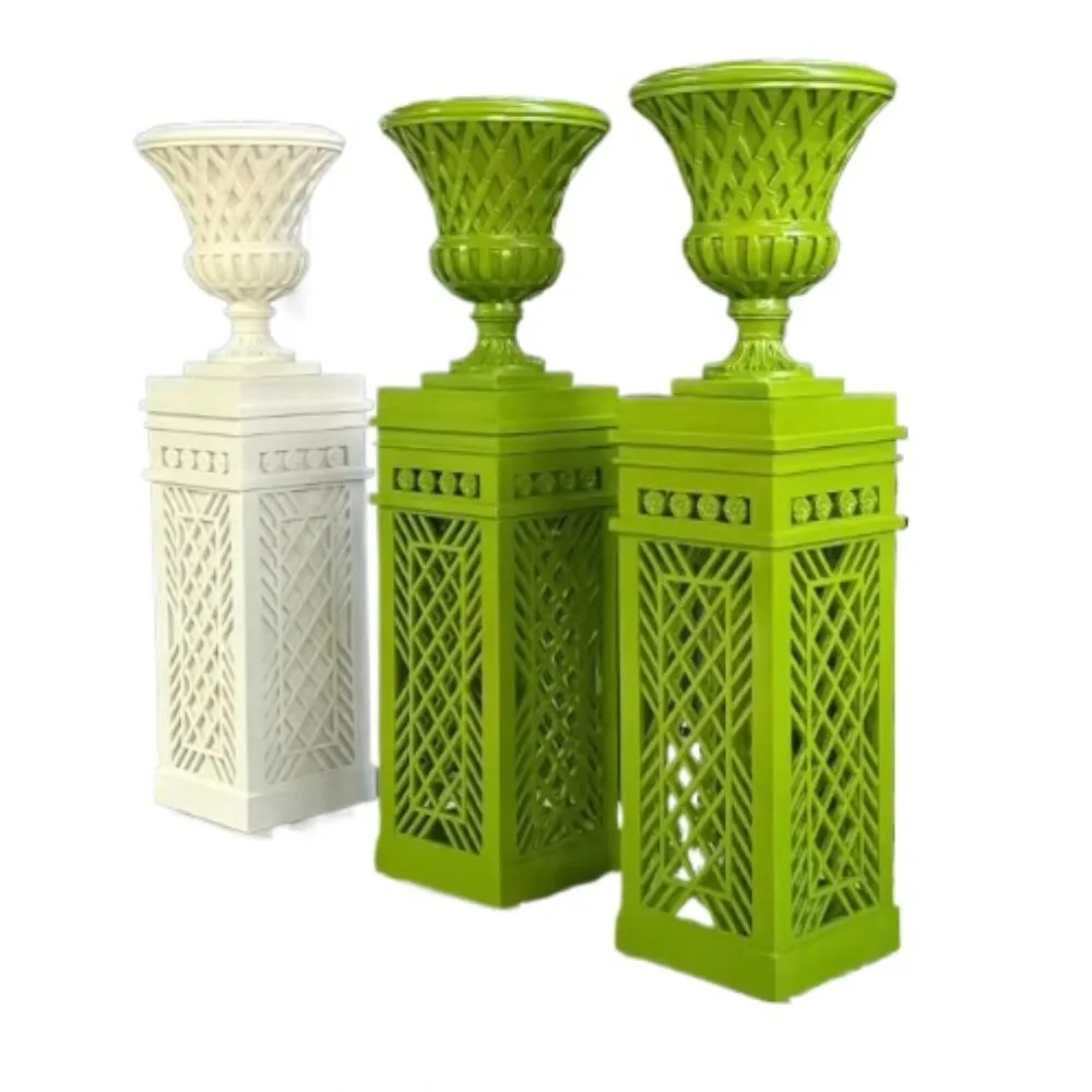 Roman style column flowerpot, hollow grid column, with vase, outdoor decoration display stand for wedding events