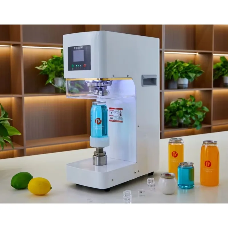 

Automatic plastic can sealing machine for beverage packaging