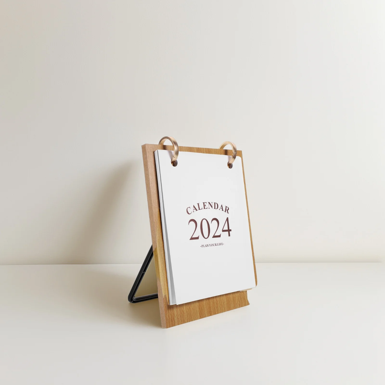 2024 Wood Desk Calendar Tabletop Desktop Calendar Stand Style Monthly Planner Practical Office Home Decoration - Image 3