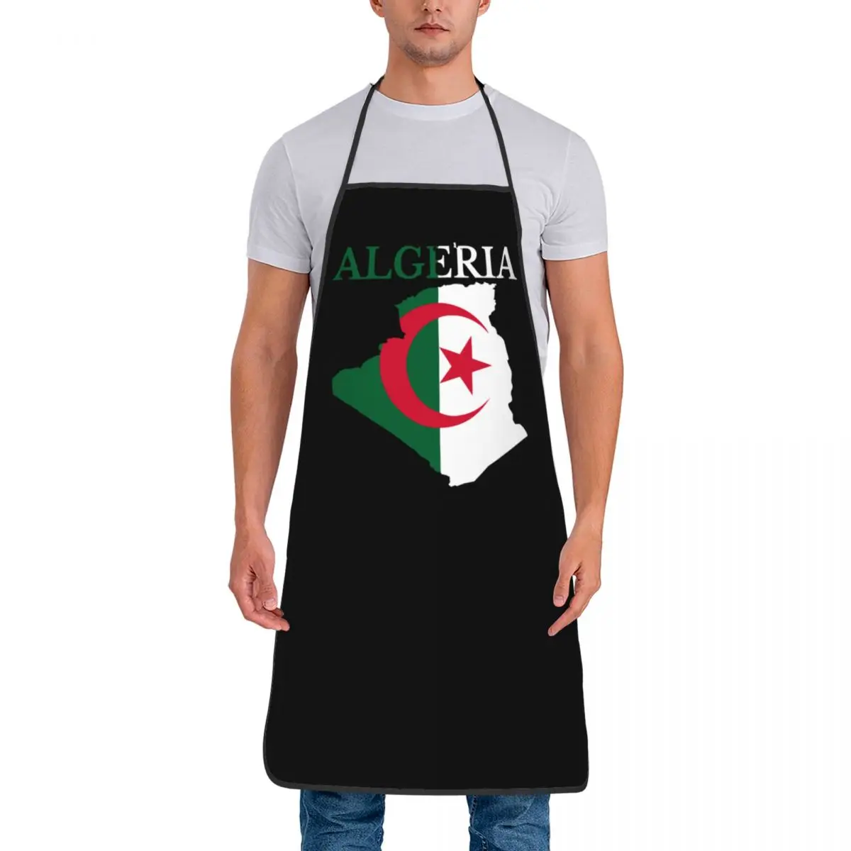 Algeria Flag Map Apron for Women Men Waterproof Kitchen Bib Algerian Heart Painting Pinafore