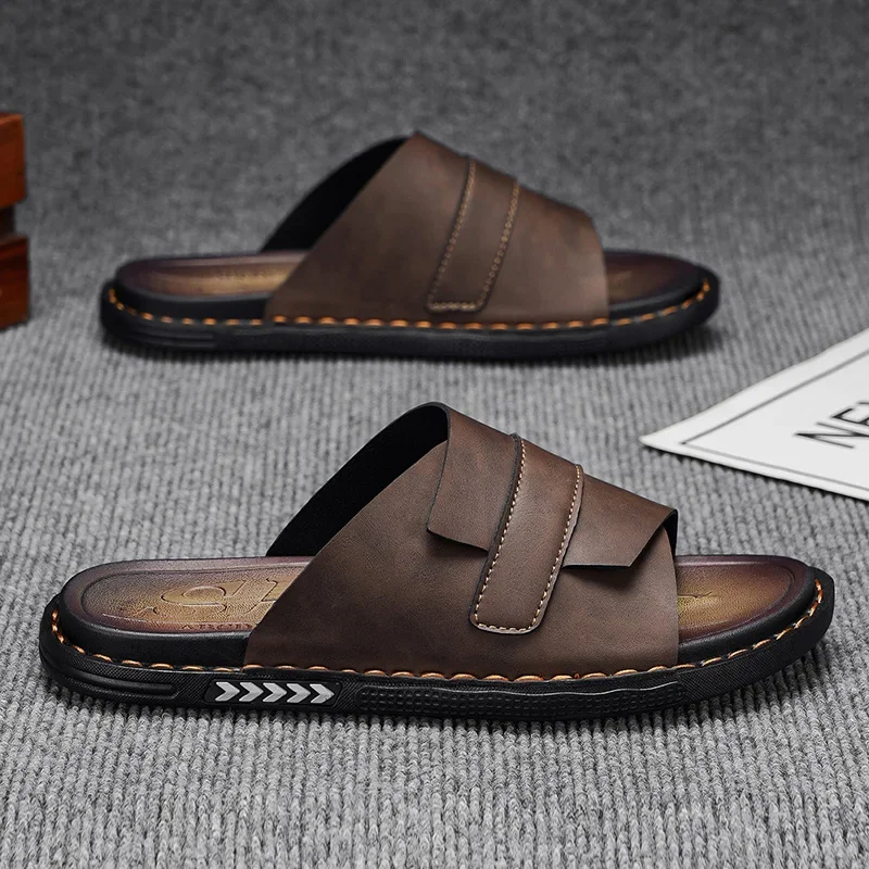 

Pure Handmade Hand Stitched Slides Summer Breathable Comfort Daily Slippers