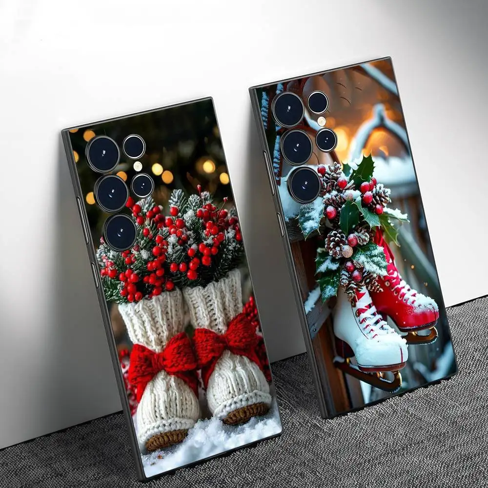 

Christmas Shoes Socks Phone Case Phone Case For Samsung Galaxy S25 S24 S22 S23 Ultra S21 S20 Plus Frosted Full Soft Case