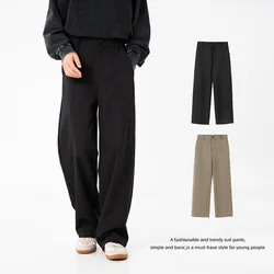 Black Suit Pants Men Fashion Society Mens Dress Pants Korean Casual Loose Wide Leg Pants Mens Office Formal Trousers M-3XL