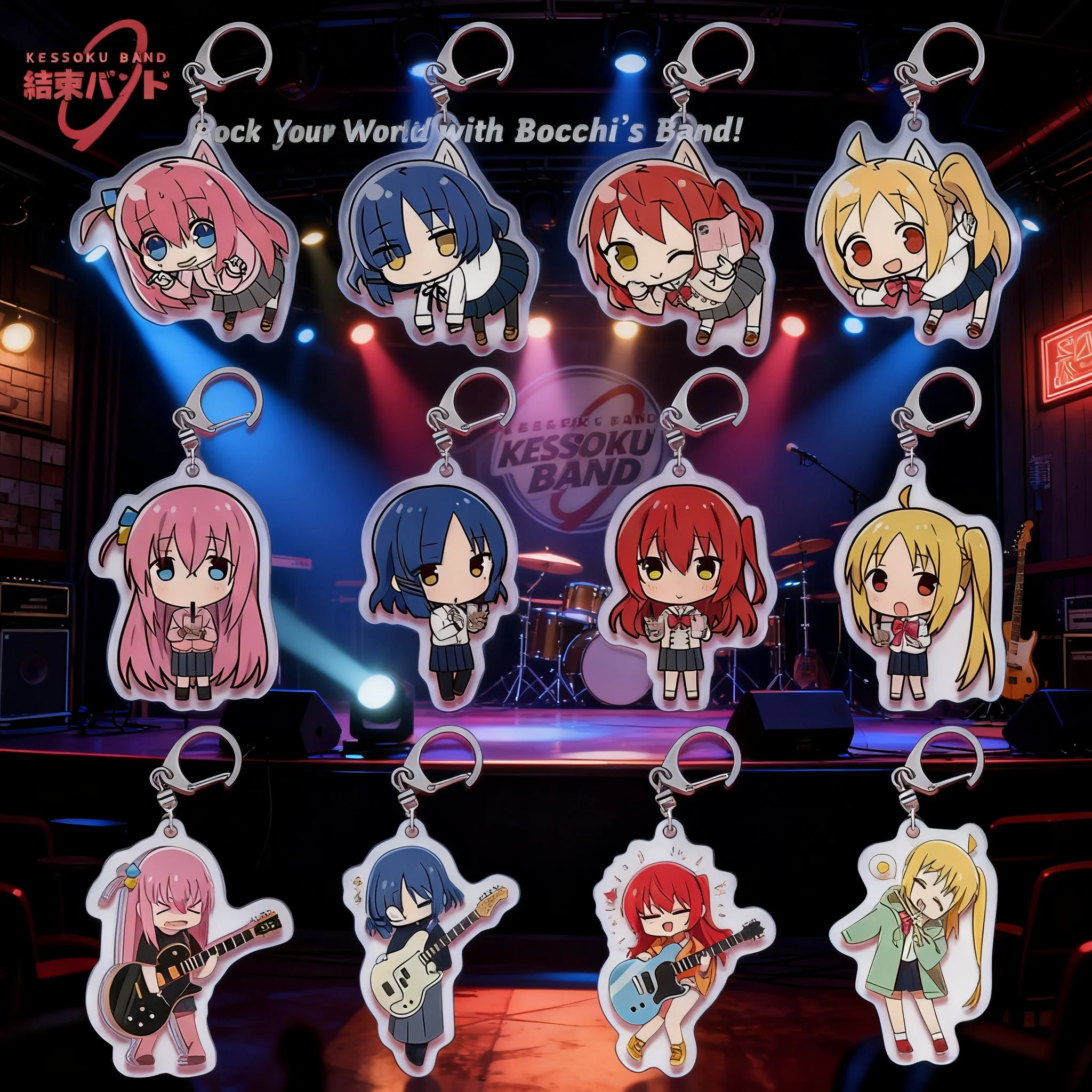 

Anime Keychain Acrylic Figure Gift for Fans of Bocchi the Rock Featuring Characters Goto Ichiyamada Ryo Kitamura Yutaka Anime