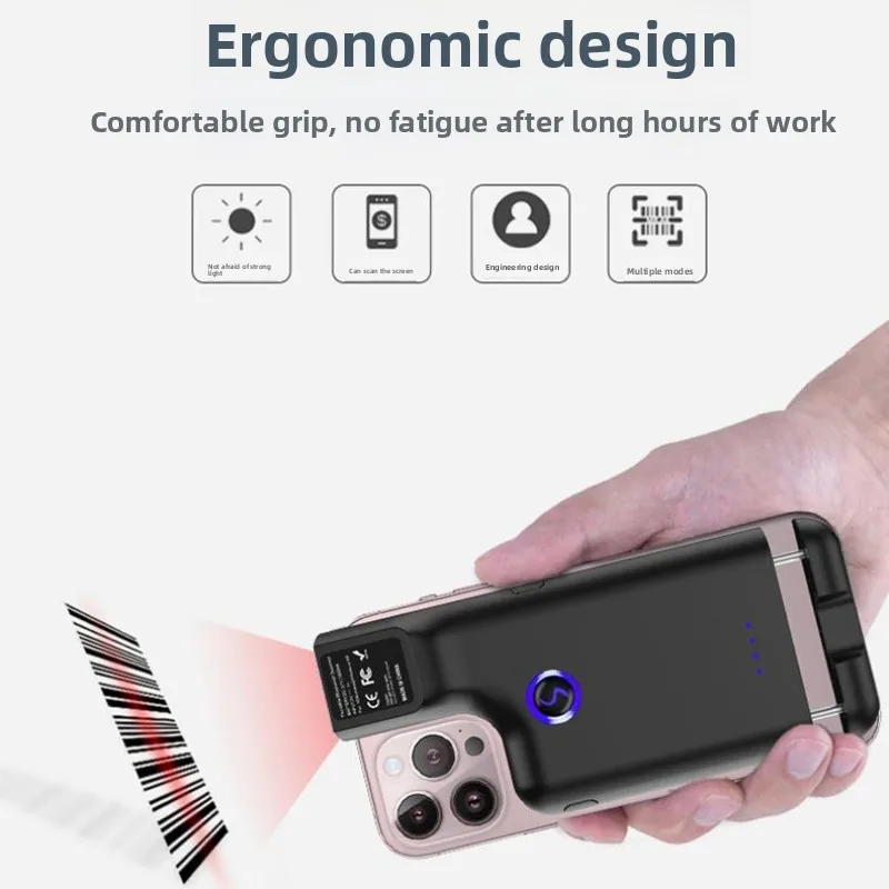 Barcode Equipment Packaging Equipment Back Clip Bluetooth 2D Barcode Scanner Mini Reader for Warehouse Inventory Logistics