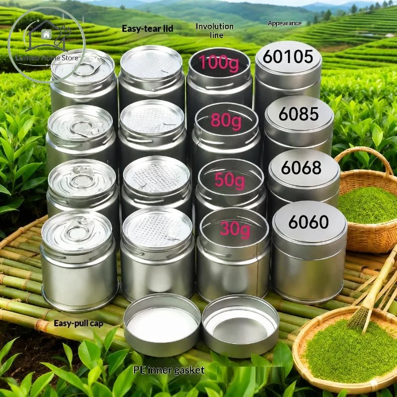 1 Piece Portable Matcha Powder Tin Thick Tinplate Sealed Mini Jar Dustproof Tea Spice Storage Pot for Household Daily Use